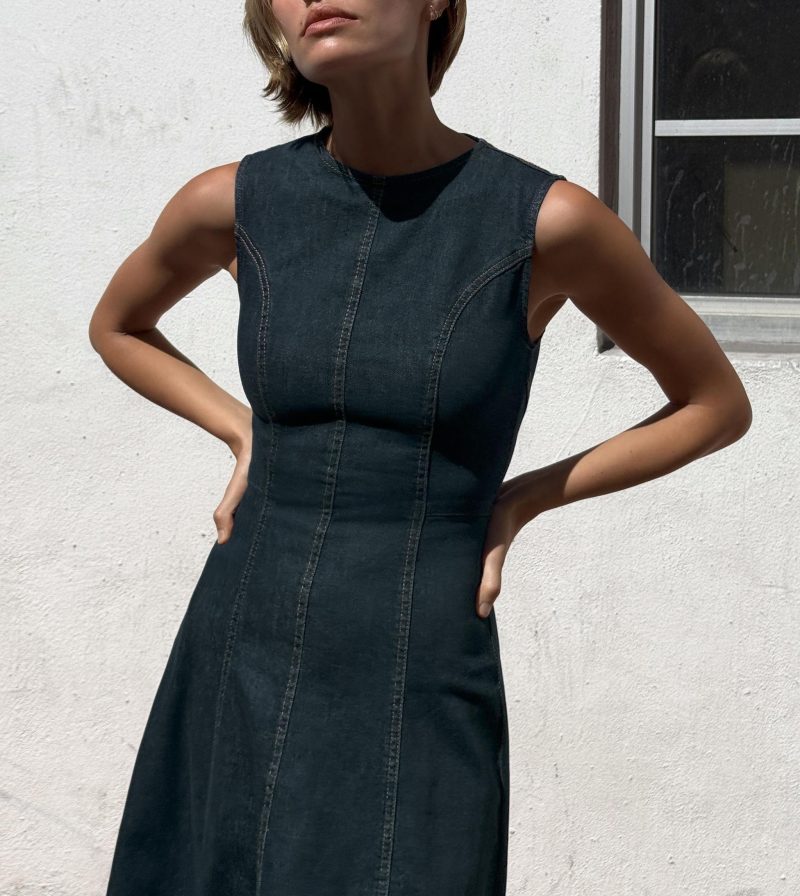 High-Grade Office V-Neck Sleeveless Denim Dress