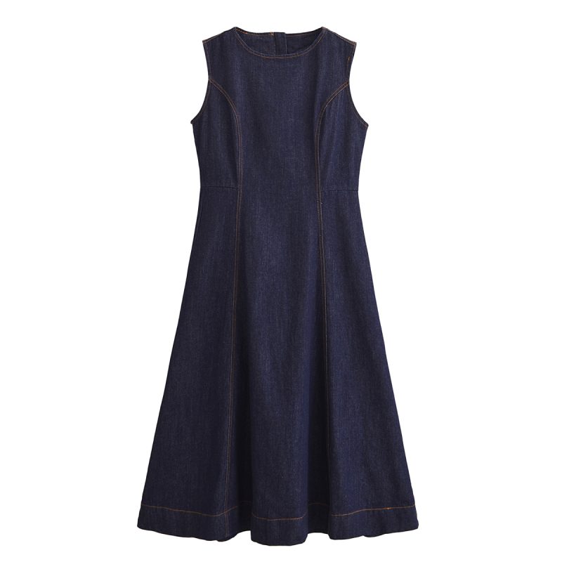 High-Grade Office V-Neck Sleeveless Denim Dress - Image 2