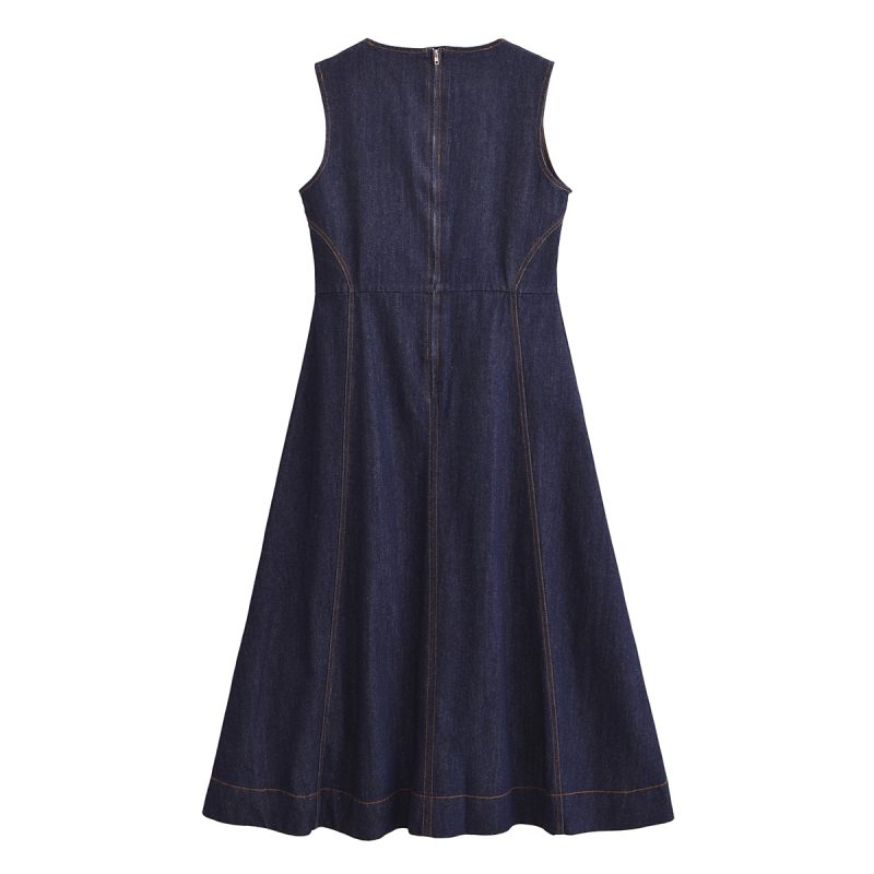 High-Grade Office V-Neck Sleeveless Denim Dress - Image 3