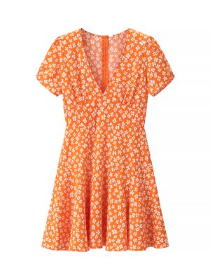 Floral V-Neck Flounce Vacation Dress – Short Sleeve