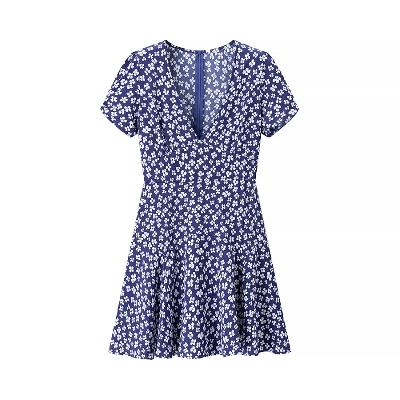 Floral V-Neck Flounce Vacation Dress – Short Sleeve - Image 3