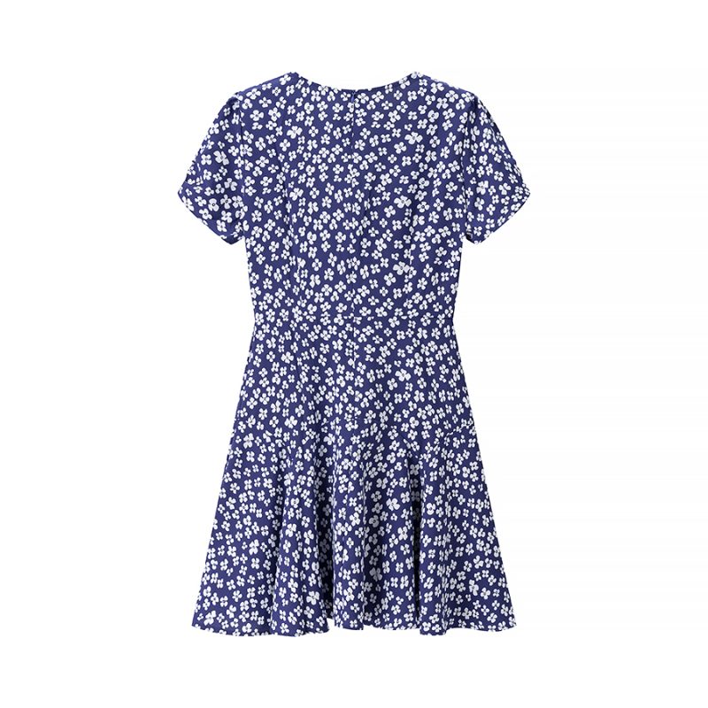Floral V-Neck Flounce Vacation Dress – Short Sleeve - Image 4