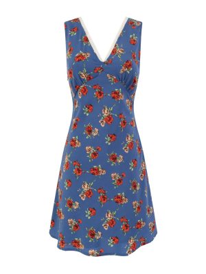 Spring Floral V-Neck Lace-Up Slim Dress