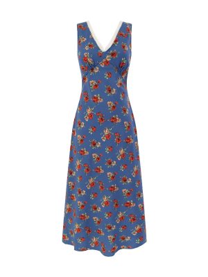 Floral V-Neck Lace-Up Maxi Dress for Vacation