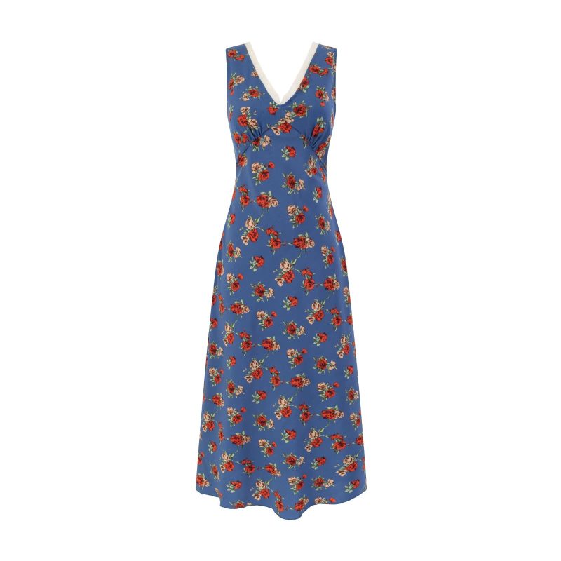 Floral V-Neck Lace-Up Maxi Dress for Vacation