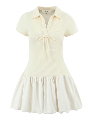 Women's Patchwork Bow Collar Slim Summer Dress