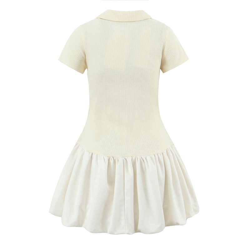 Women's Patchwork Bow Collar Slim Summer Dress - Image 2