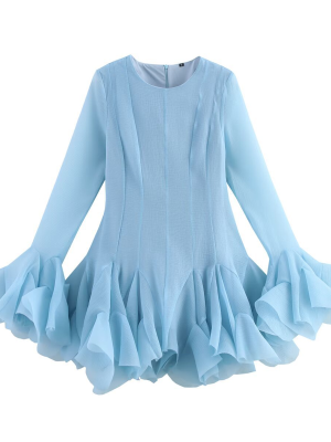 Sweet Ruffled Tulle Mini Dress for Summer