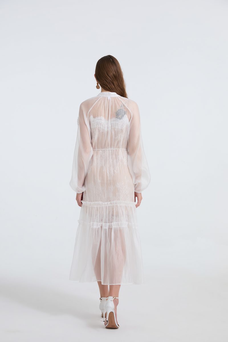 Butterfly Embroidered Lace Halter Two-Piece Dress - Image 2