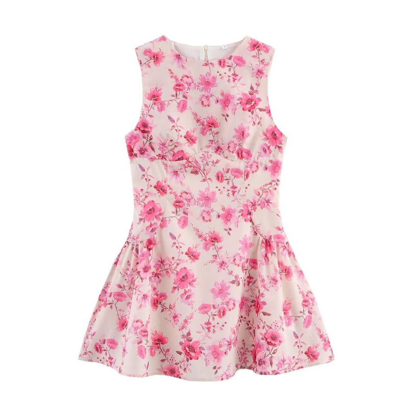 Women's Spring Floral Print Sleeveless Dress