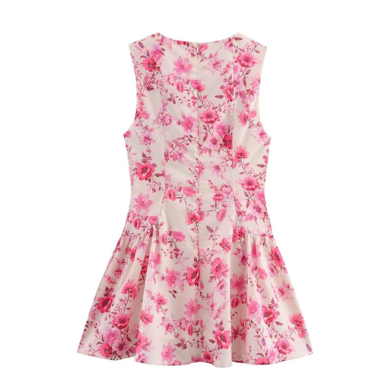 Women's Spring Floral Print Sleeveless Dress - Image 2