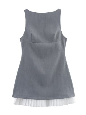 Simple Sleeveless Poplin Dress – Boat Neck