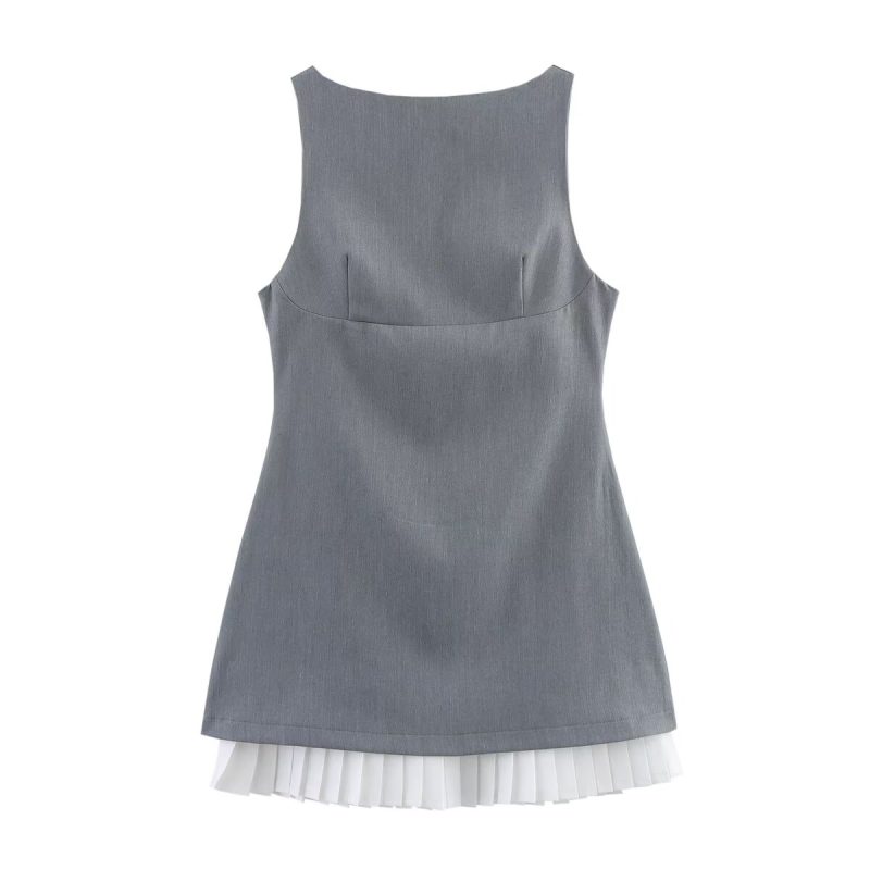 Simple Sleeveless Poplin Dress – Boat Neck