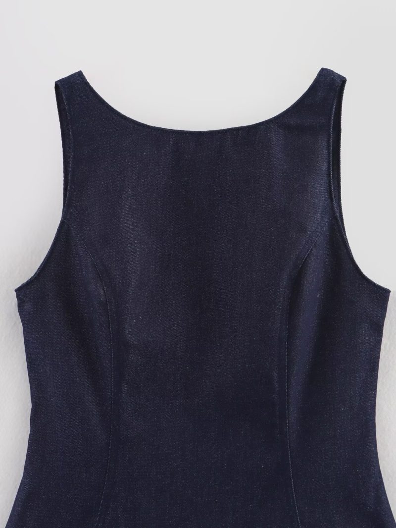 Women's Slim Fit Stretch Round Neck Summer Dress - Image 4
