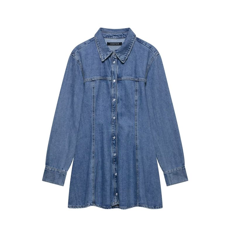 Spring Women’s Street Style Denim Mini Dress - Image 3