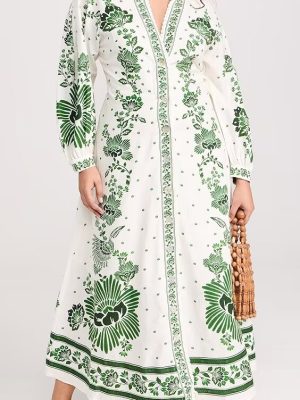 Floral V-Neck Lantern Sleeve Vacation Dress