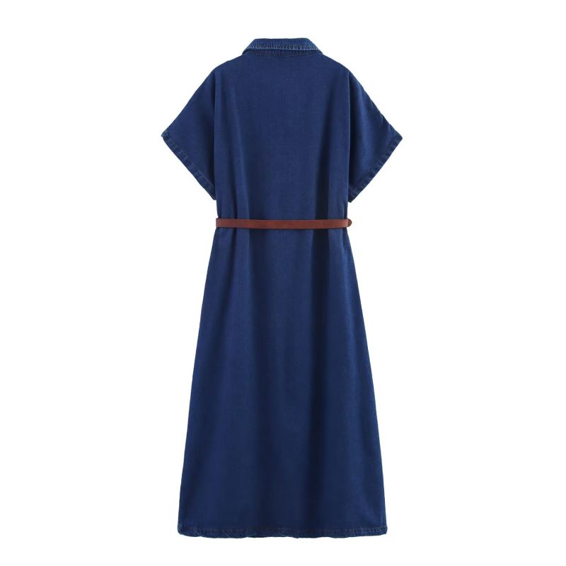 Denim Midi Dress – Waist Belt Summer Look - Image 2