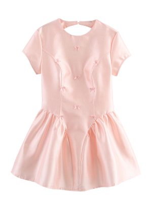 French Backless Slim Bowknot Tulle Dress