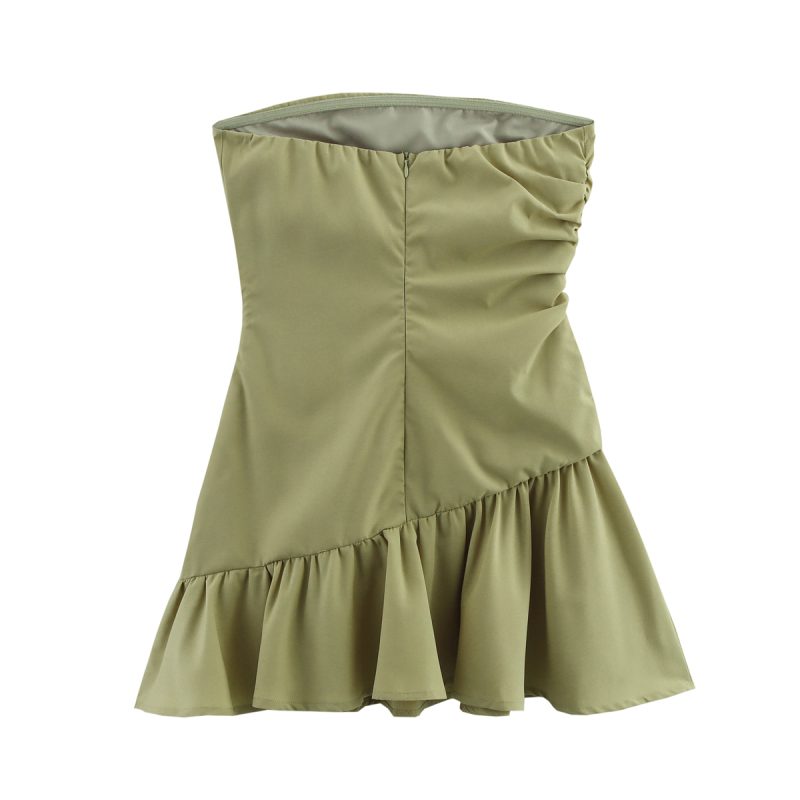 Simple Green 3D Floral Tube Dress for Women - Image 2