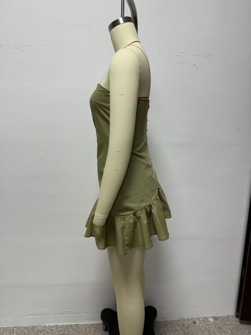 Simple Green 3D Floral Tube Dress for Women - Image 3