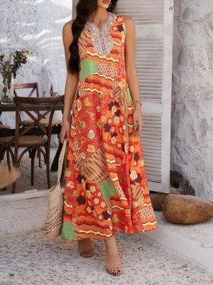 Casual A-Line Printed Summer Holiday Dress
