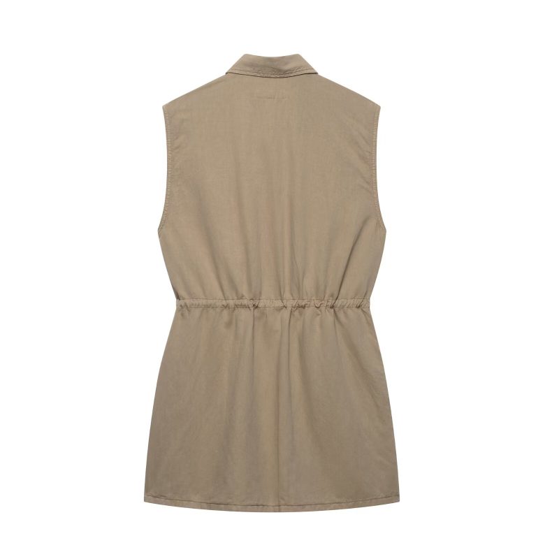 Spring Short Dress with Pocket Decoration - Image 2