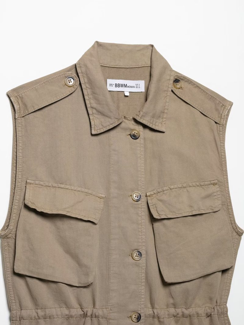 Spring Short Dress with Pocket Decoration - Image 3