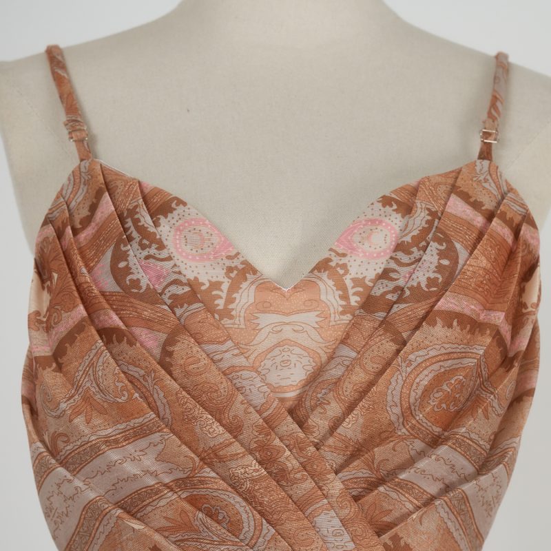 Retro Print Halter Backless Cinched Waist Dress - Image 3