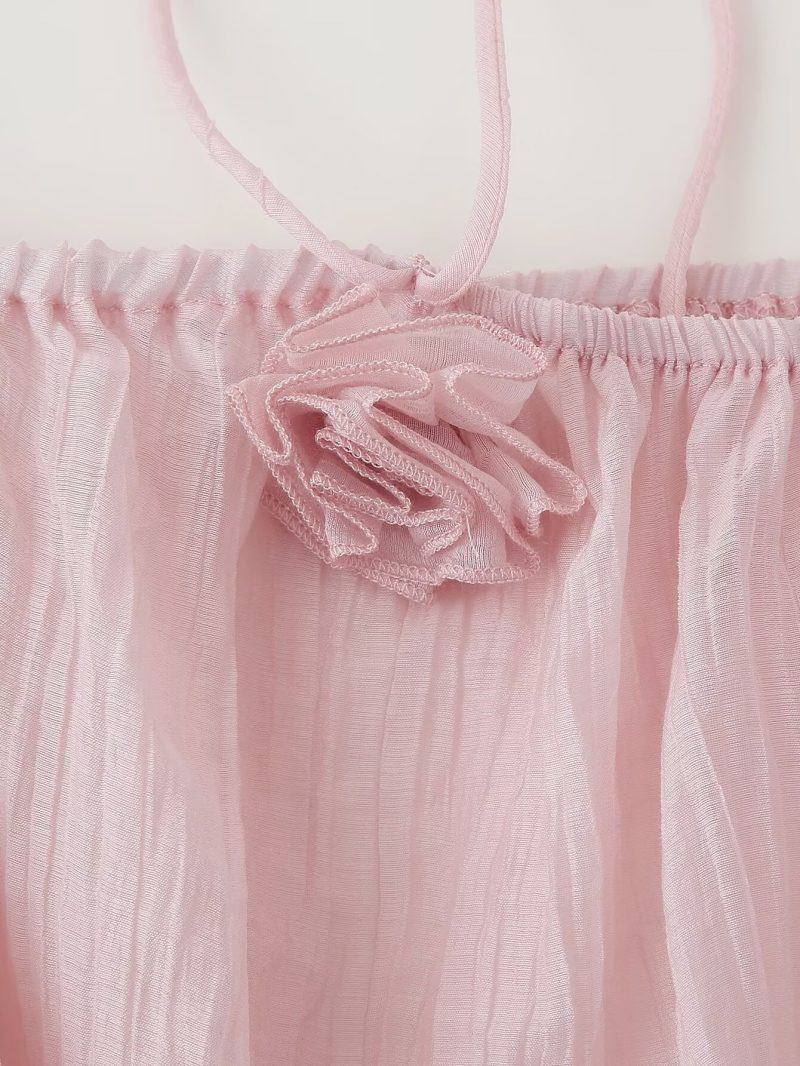Spring Ruffled Dress – Floral Texture See Through - Image 3