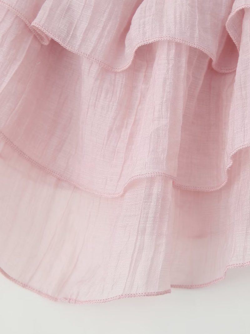 Spring Ruffled Dress – Floral Texture See Through - Image 4