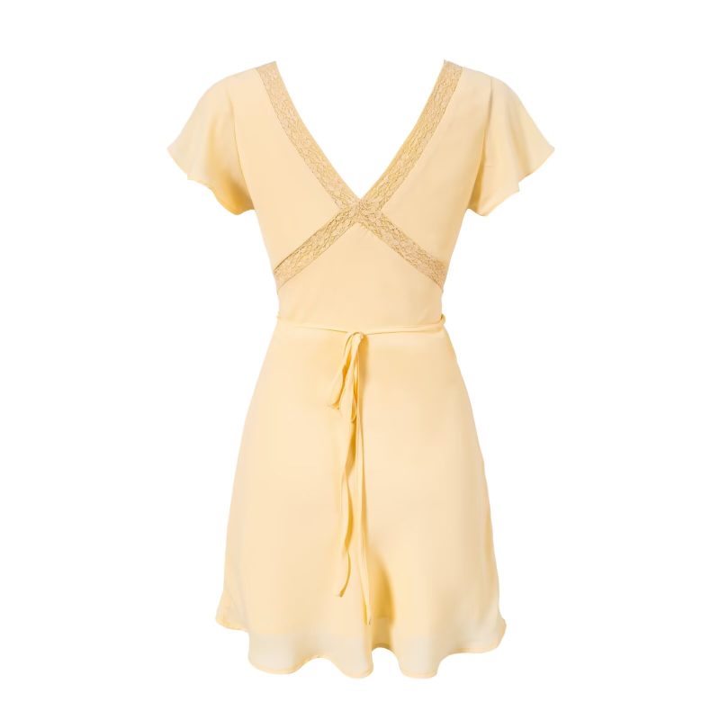 Retro Lace Stitching V-Neck Spring Dress - Image 3
