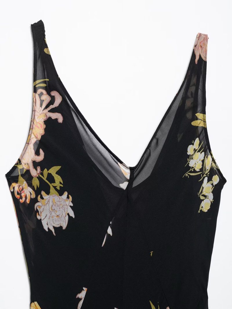 Casual Spring Printed Midi Sling Dress Women - Image 3