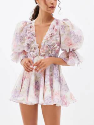 Chiffon Floral 3D Spring Summer Dress for Women