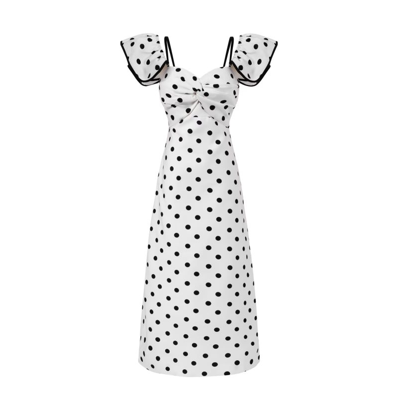 Retro Polka Dot Slim Fit Bandeau Dress