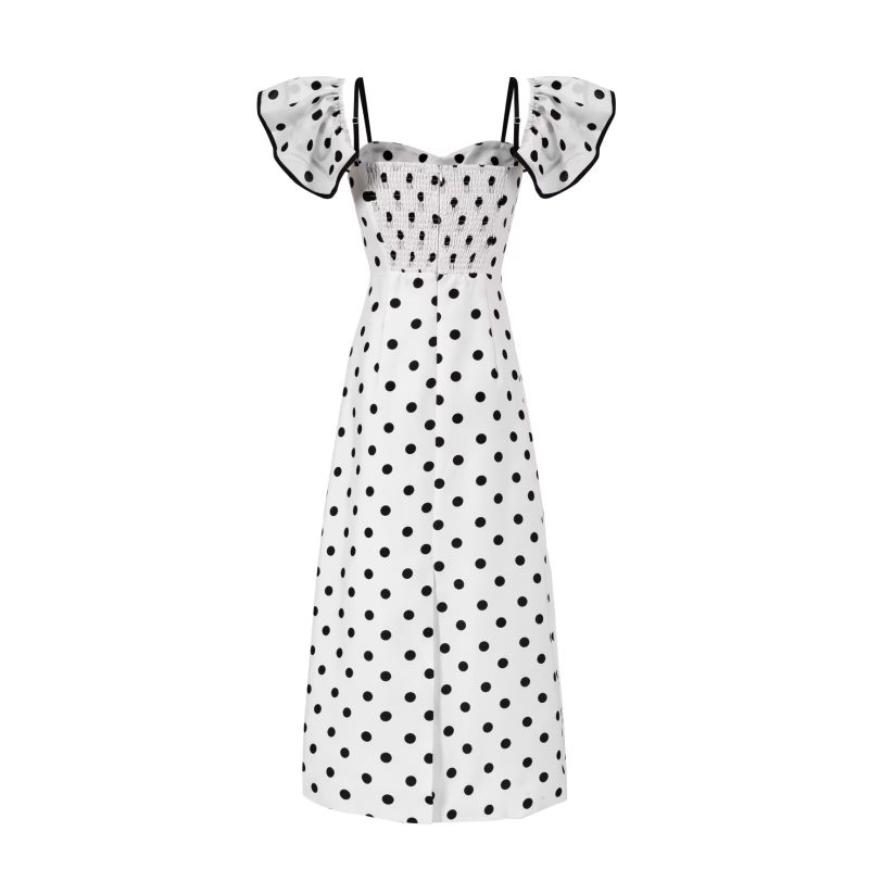 Retro Polka Dot Slim Fit Bandeau Dress - Image 2