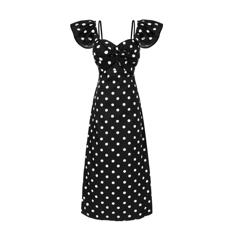 Retro Polka Dot Slim Fit Bandeau Dress - Image 3