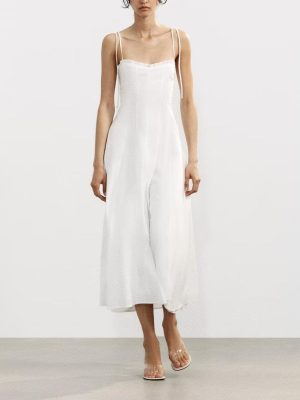 Elegant Women's Poplin Midi Dress with Accents