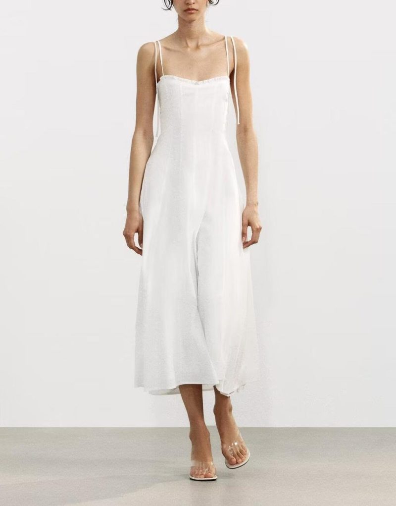 Elegant Women's Poplin Midi Dress with Accents