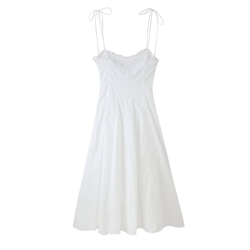 Elegant Women's Poplin Midi Dress with Accents - Image 2