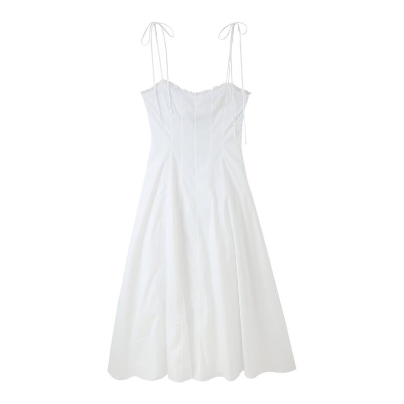Elegant Women's Poplin Midi Dress with Accents - Image 3