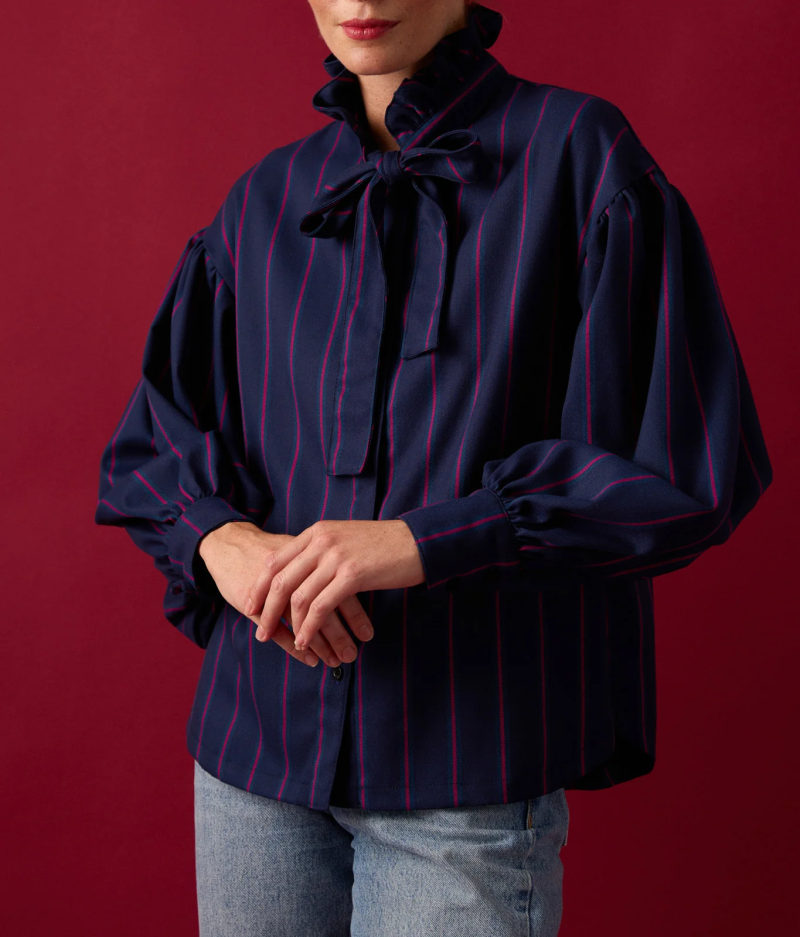 Summer Casual Striped Bow Shirt for Women