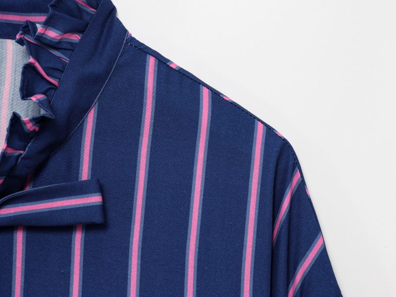 Summer Casual Striped Bow Shirt for Women - Image 4
