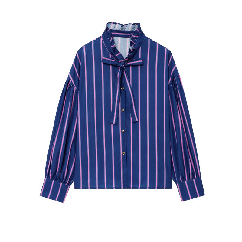 Summer Casual Striped Bow Shirt for Women - Image 2