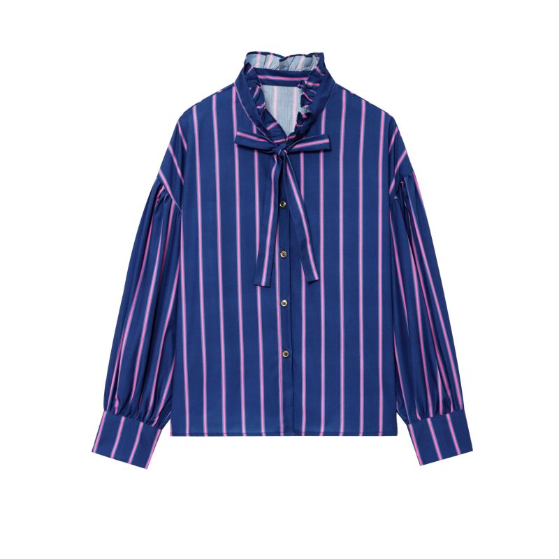 Summer Casual Striped Bow Shirt for Women - Image 2