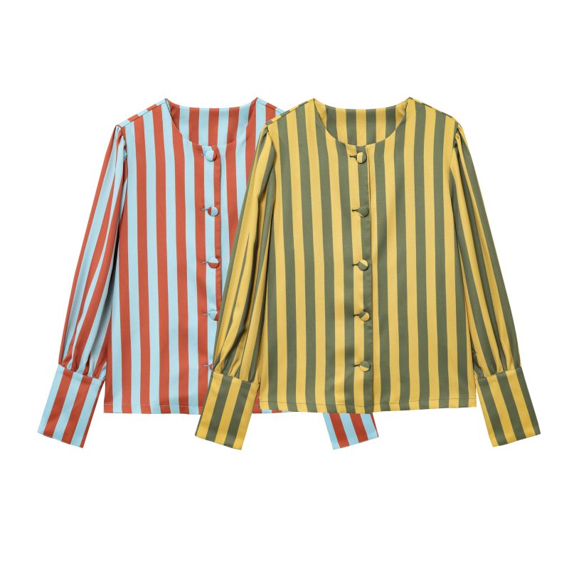 Spring Striped Casual Shirt Top for Women - Image 2