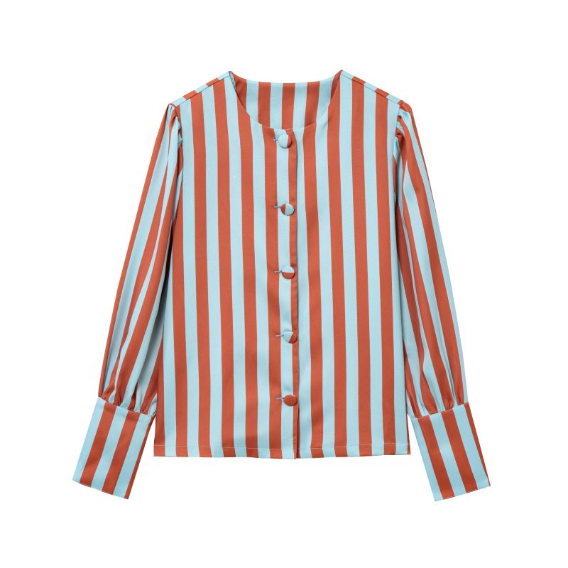 Spring Striped Casual Shirt Top for Women - Image 3