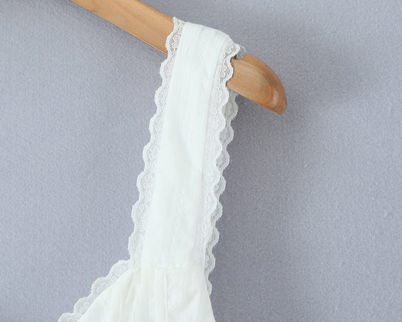 White Pleated Slim Suspender Dress for Women - Image 4