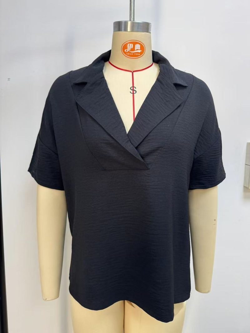 Summer Short Sleeve Collared Casual Loose Shirt - Image 4
