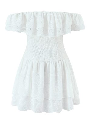French Pastoral Off-Shoulder Tiered Lace Dress