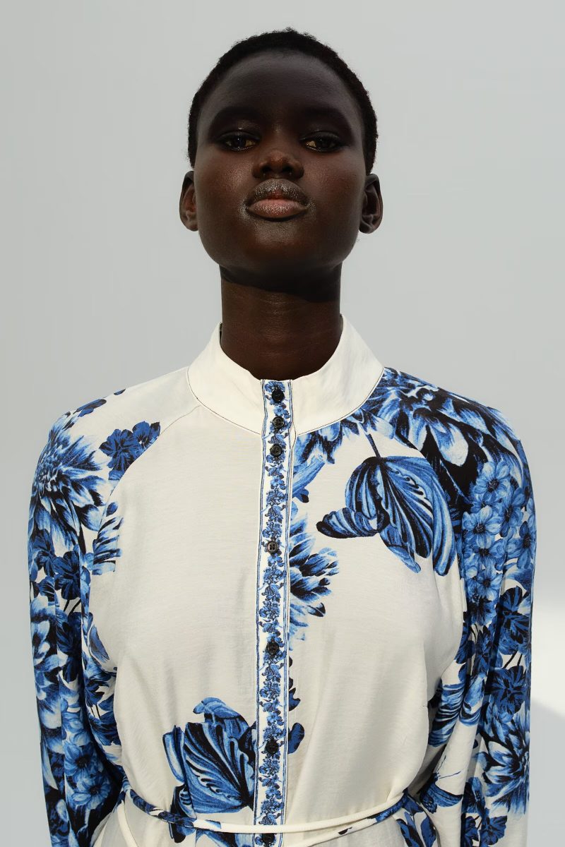 Printed Belted Long Sleeve Street Style Dress - Image 2